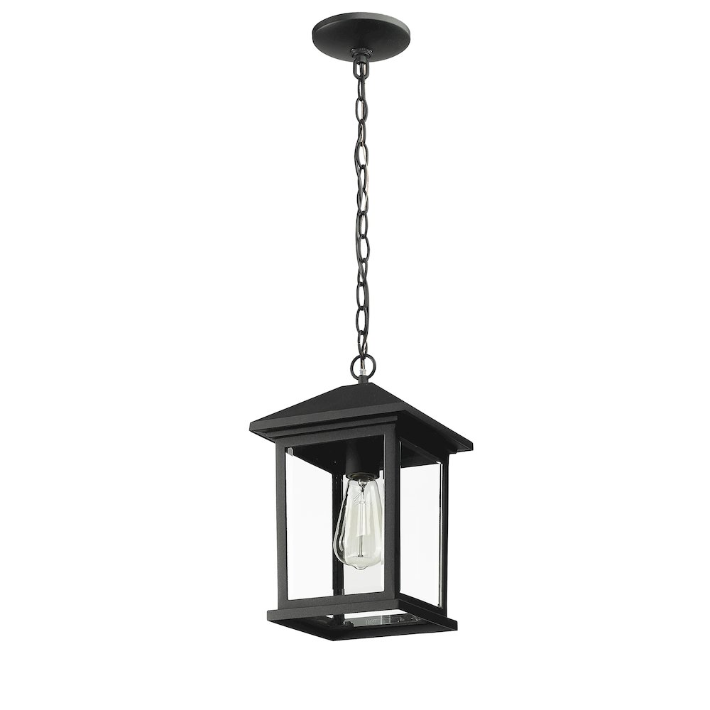Z-Lite Portland 1 Light Outdoor Chain Mount Ceiling Fixture, Black. Picture 5