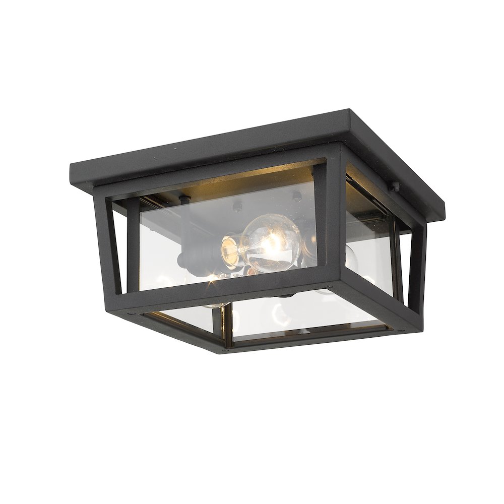 Z-Lite Seoul 3 Light Outdoor Flush Mount, Black. Picture 3