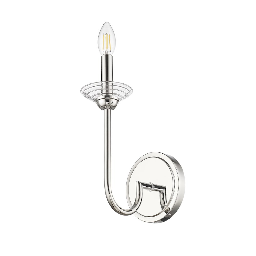 Z-Lite Allistair 1 Light Wall Sconce in Polished Nickel color, Steel frame. Picture 5