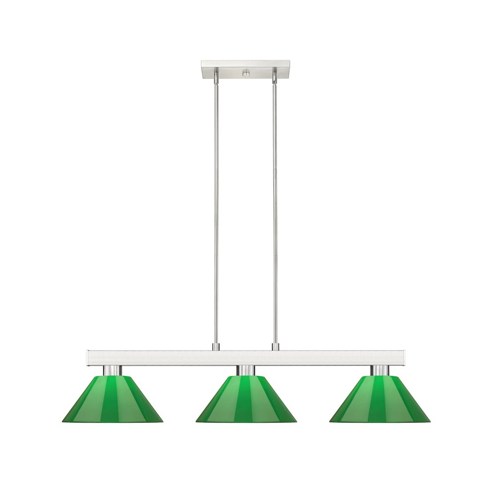 Z-Lite Cobalt 3 Light Billiard, Steel Frame, Green Shade Color. Picture 2