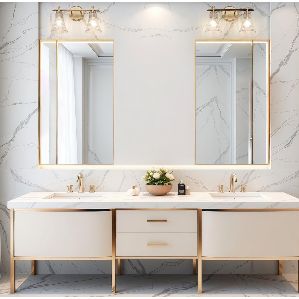 Z-Lite Belle 2 Light Vanity in Modern Gold color, Steel frame. Picture 6