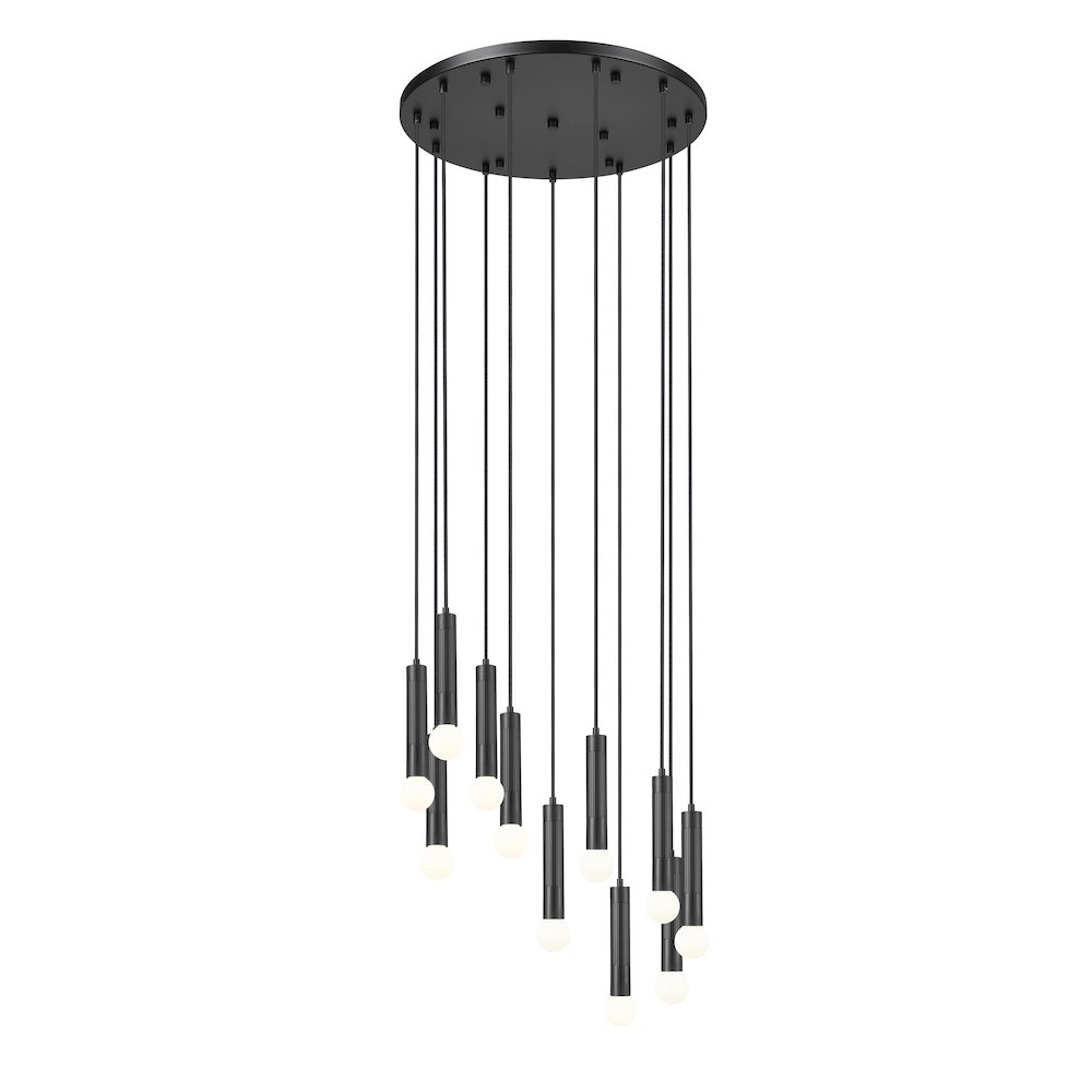 Z-Lite Stari 11 Light Chandelier in Matte Black color, Steel frame. Picture 3