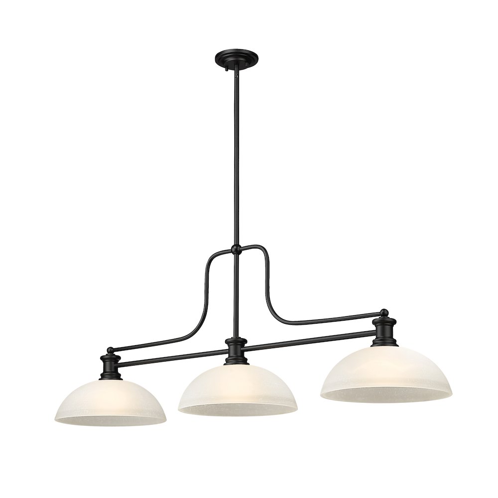 Z-Lite Melange 3 Light Billiard, Steel Frame, White Linen Shade Color. Picture 1