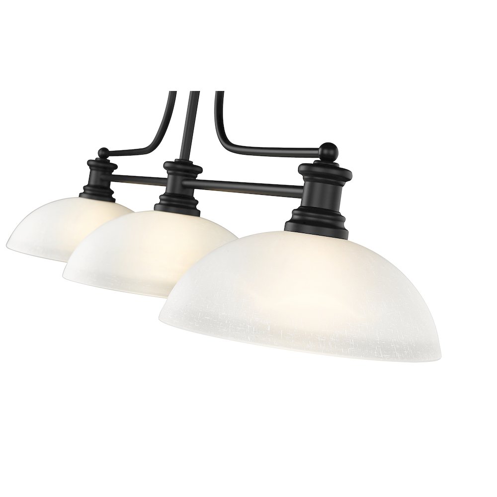 Z-Lite Melange 3 Light Billiard, Steel Frame, White Linen Shade Color. Picture 4