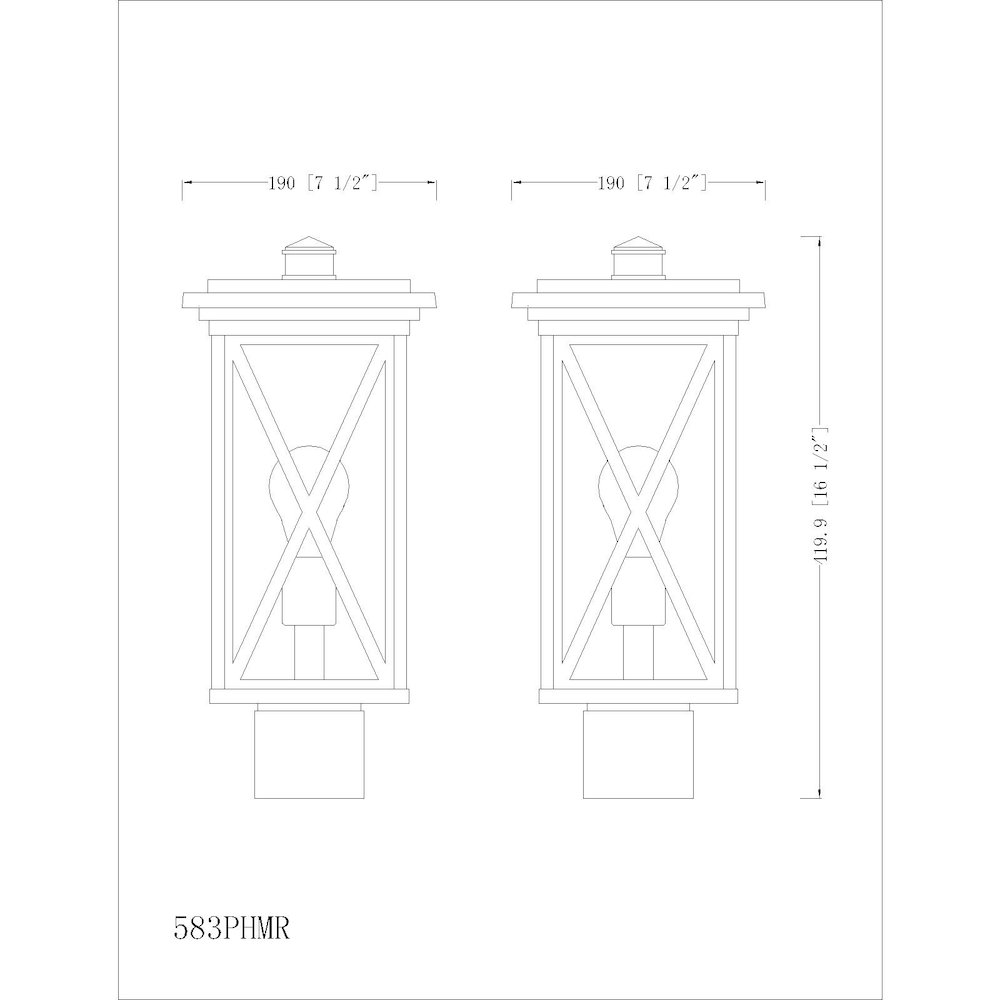 Z-Lite 1 Light Outdoor Post Mount Fixture. Picture 6