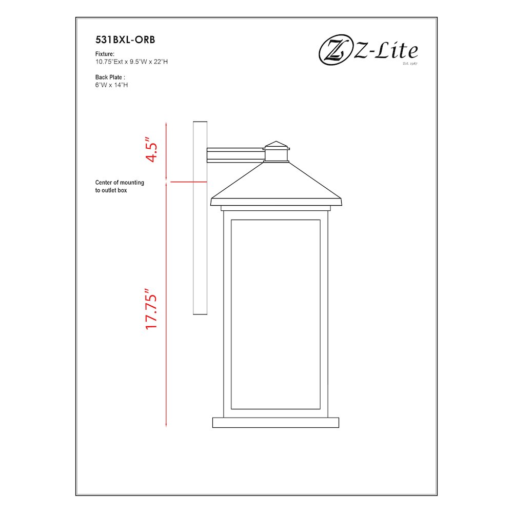 Z-Lite 1 Light Outdoor Wall Light. Picture 8