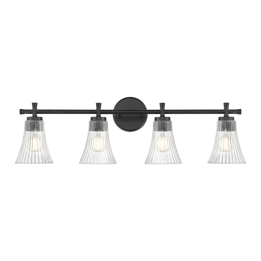 Z-Lite Belle 4 Light Vanity in Matte Black color, Steel frame. Picture 2