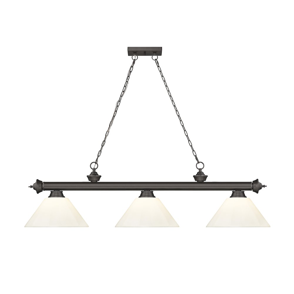 Z-Lite Cordon 3 Light Billiard, Steel Frame, White Shade Color. Picture 2