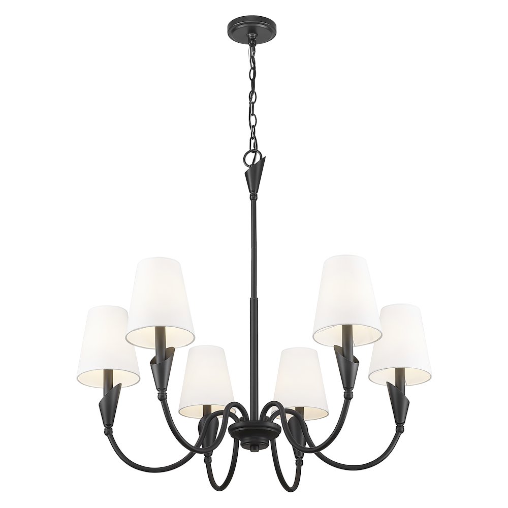 Z-Lite Claudelle 6 Light Chandelier in Matte Black color, Steel frame. Picture 3