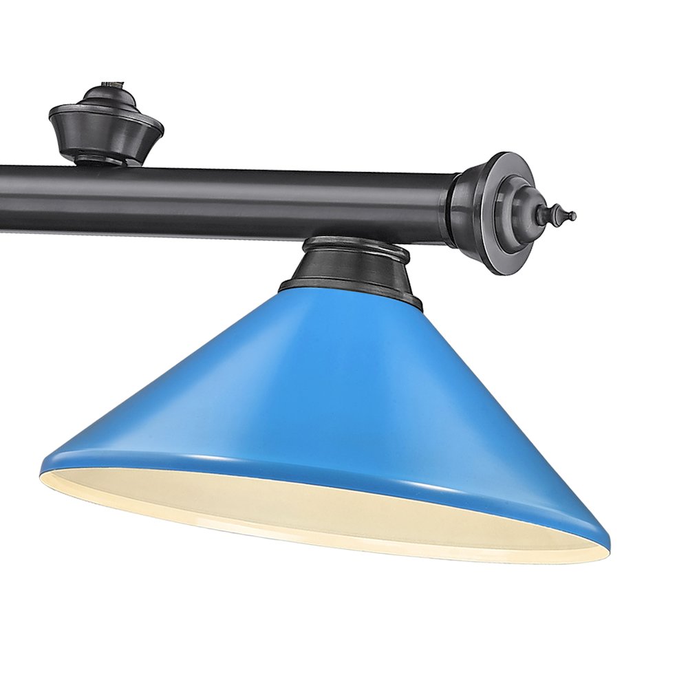 Z-Lite Cordon 3 Light Billiard, Steel Frame, Electric Blue Shade Color. Picture 4