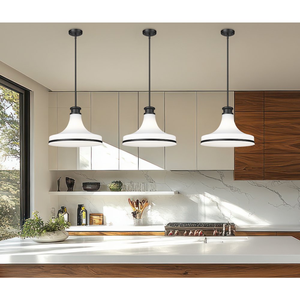 Z-Lite 1 Light Pendant, Matte Black. Picture 6