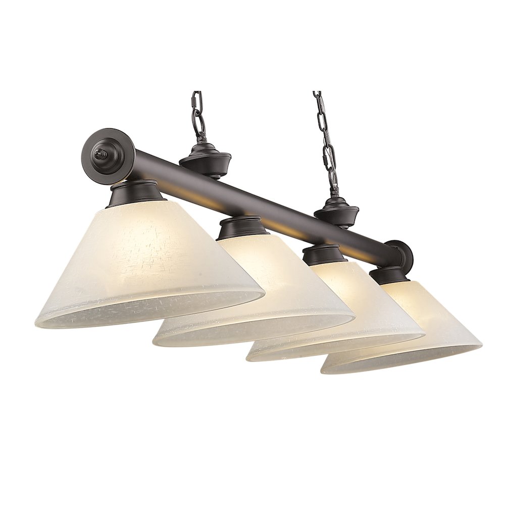 Z-Lite Cordon 4 Light Billiard, Steel Frame, White Linen Shade Color. Picture 4