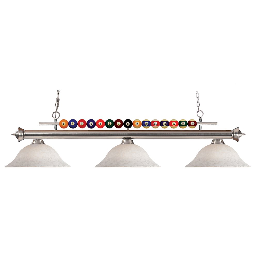 Z-Lite Shark 3 Light Billiard, Steel Frame, White Mottle Shade Color. Picture 1