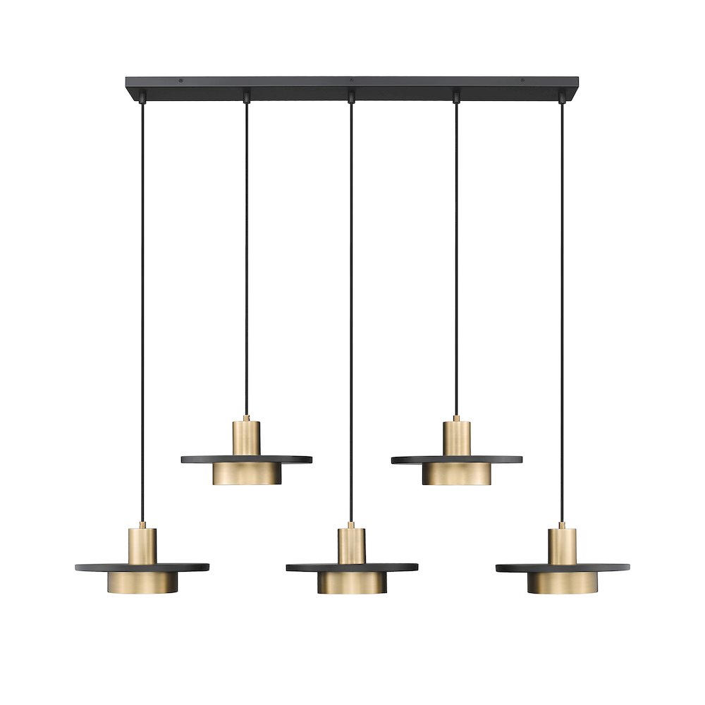 Z-Lite 5 Light Linear Chandelier, Matte Black + Modern Gold. Picture 2