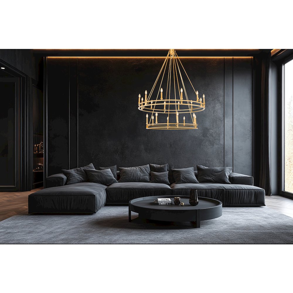 Z-Lite Dennison 20 Light Chandelier in Signature Brass color, Steel frame. Picture 5