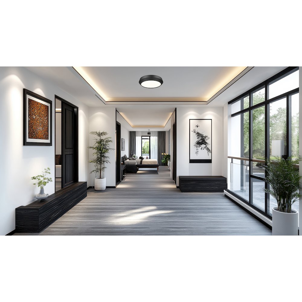 Z-Lite 1 Light Flush Mount, Matte Black. Picture 6