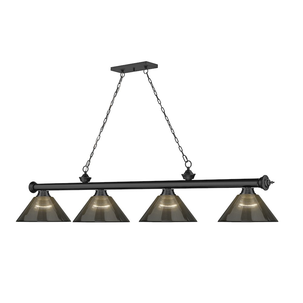 Z-Lite Cordon 4 Light Billiard, Steel Frame, Smoke Shade Color. Picture 3