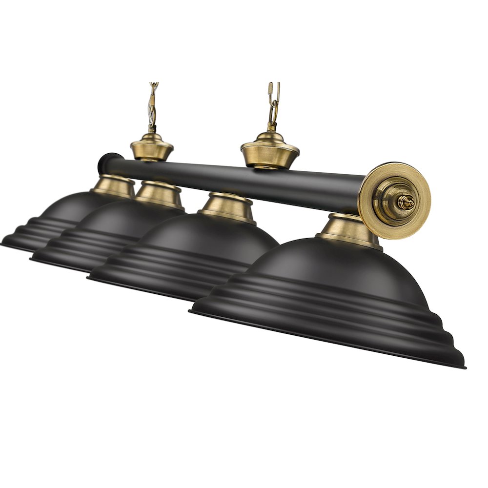 Z-Lite Cordon 4 Light Billiard, Steel Frame, Matte Black Shade Color. Picture 4