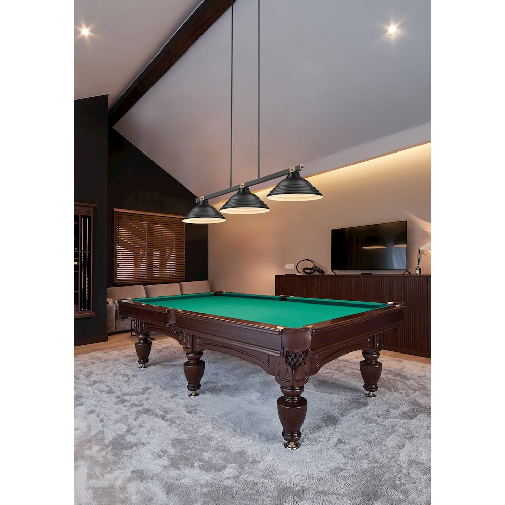 Z-Lite Bronte 3 Light Billiard, Steel Frame, Matte Black Shade Color. Picture 6