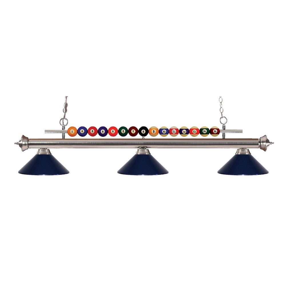 Z-Lite Shark 3 Light Billiard, Steel Frame, Navy Blue Shade Color. Picture 1