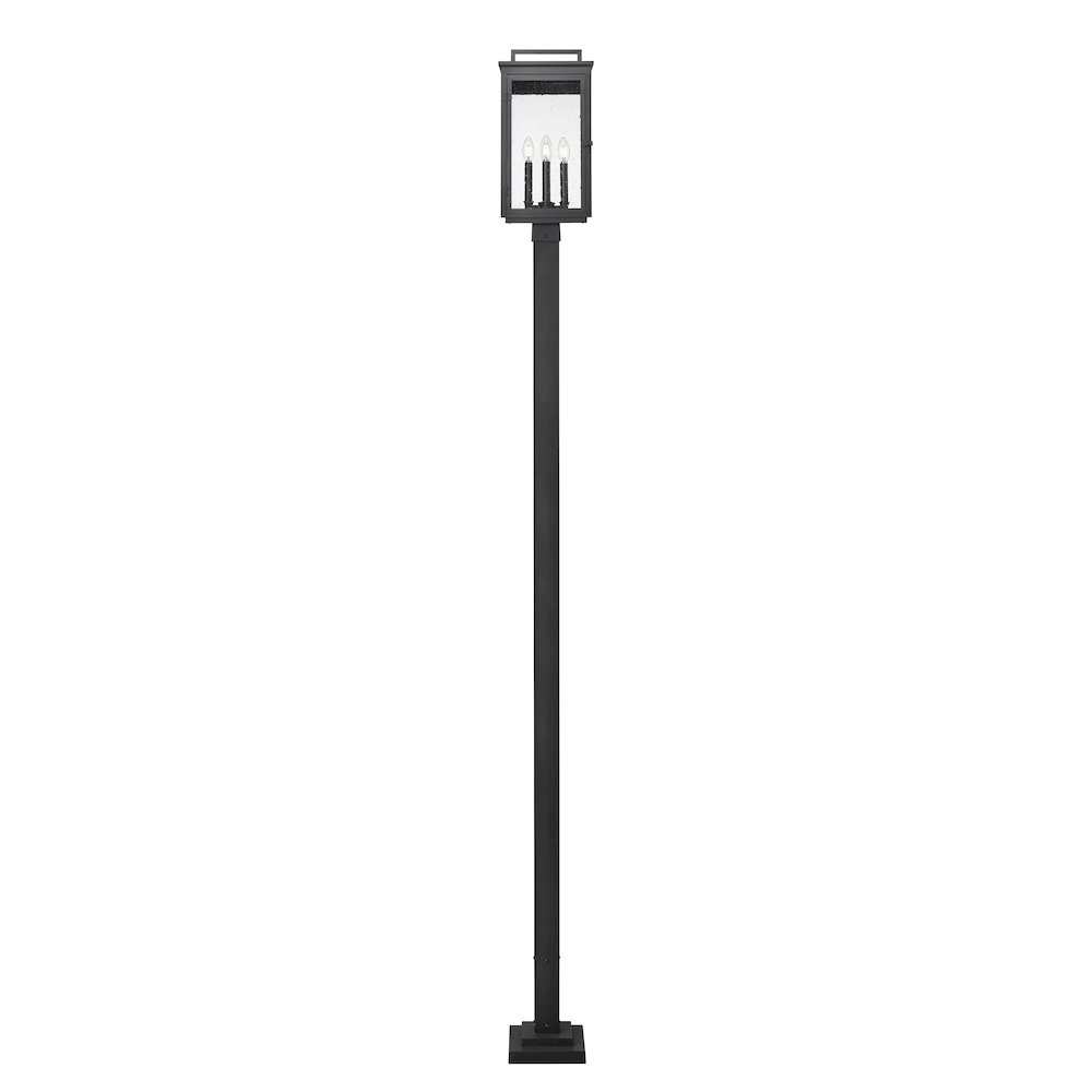 Z-Lite Hartwell 4 Light Outdoor Post Mounted Fixture in Sand Black color. Picture 3