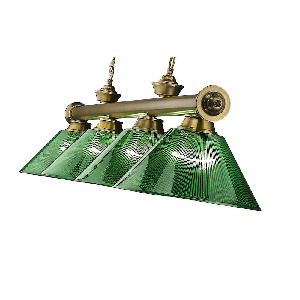 Z-Lite Cordon 4 Light Billiard, Steel Frame, Green Shade Color. Picture 4