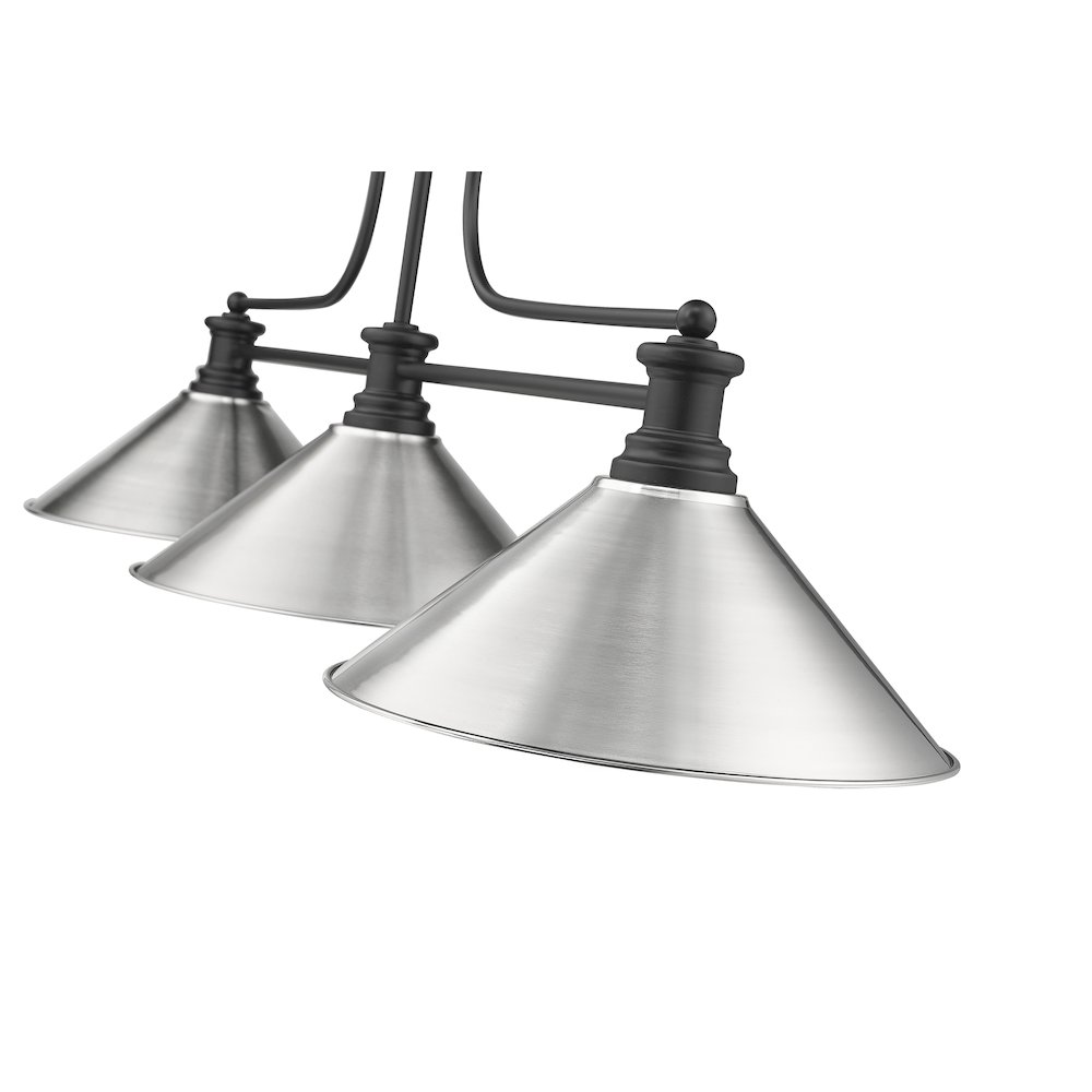 Z-Lite Melange 3 Light Billiard, Steel Frame, Brushed Nickel Shade Color. Picture 4