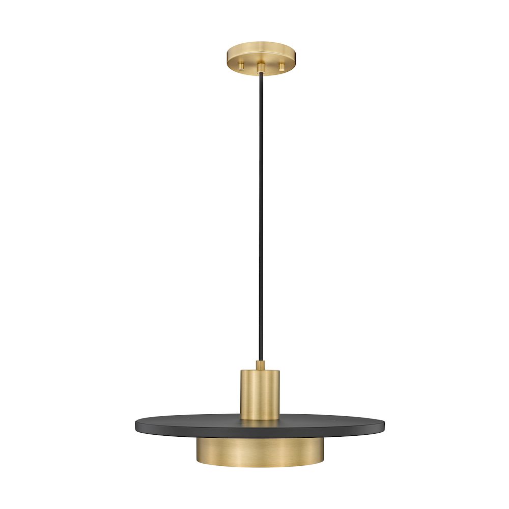 Z-Lite 1 Light Pendant, Matte Black + Modern Gold. Picture 3