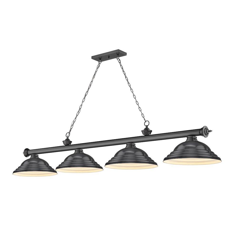 Z-Lite Cordon 4 Light Billiard, Steel Frame, Bronze Plate Shade Color. Picture 1