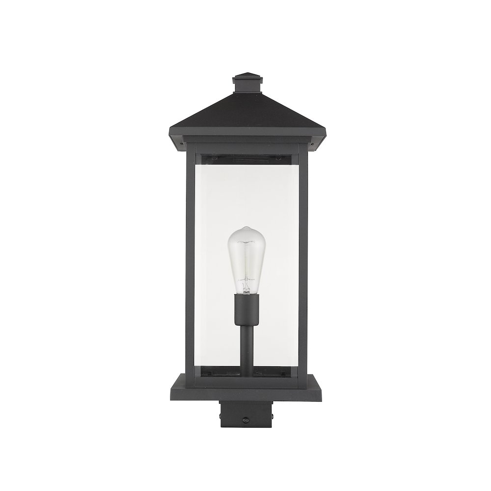 Z-Lite Portland 1 Light Outdoor Post Mount Fixture in Black Frame Finish. Picture 5
