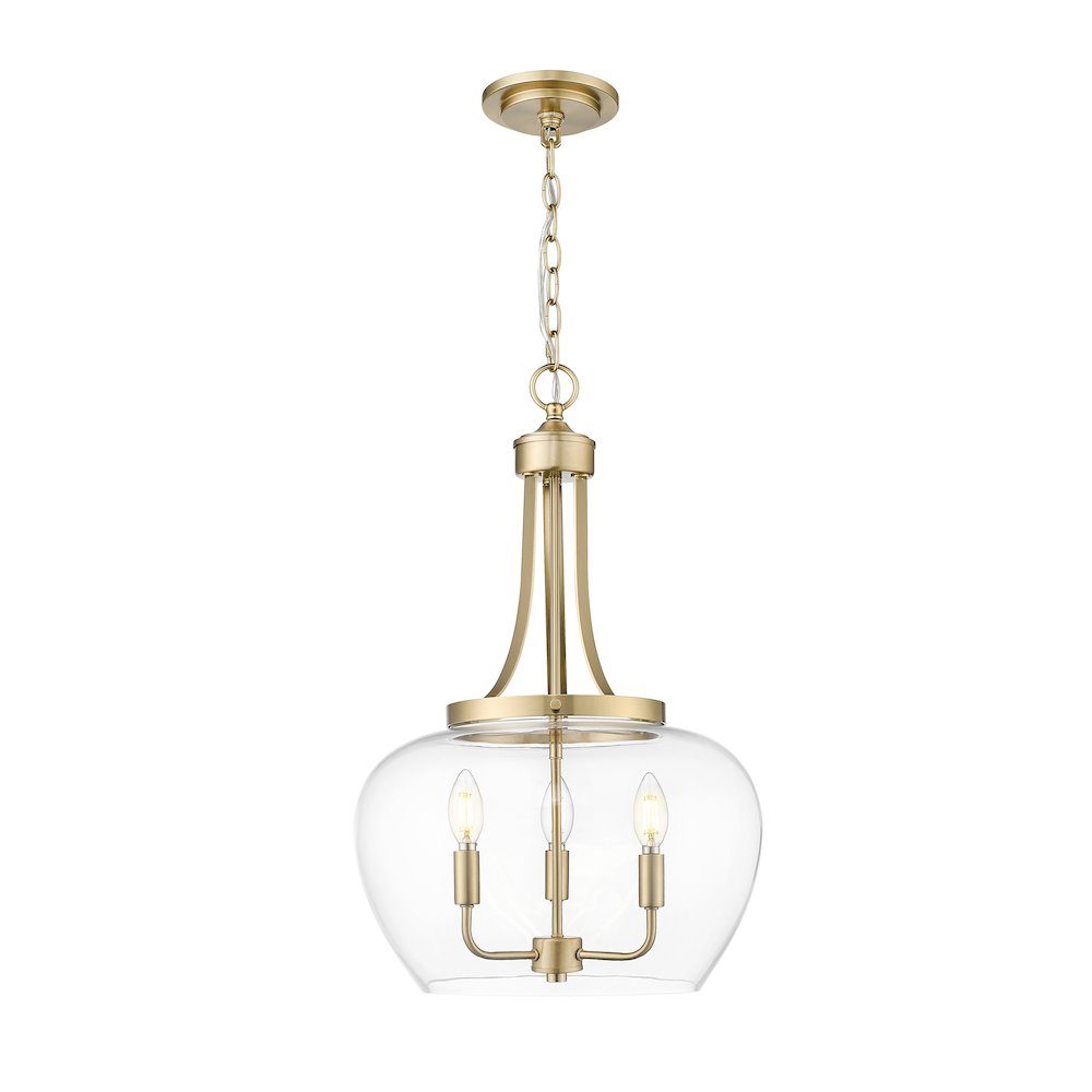 Z-Lite 3 Light Pendant, Burnished Brass. Picture 1