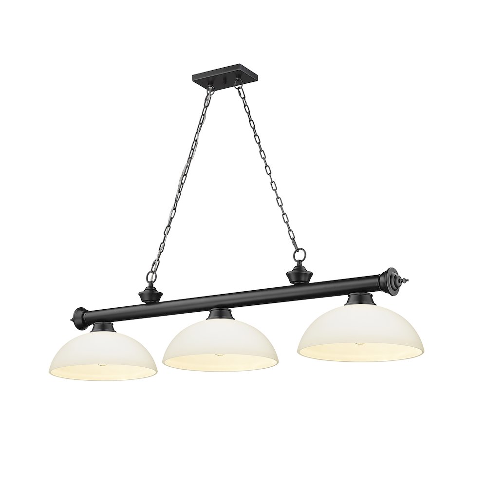 Z-Lite Cordon 3 Light Billiard, Steel Frame, Matte Opal Shade Color. Picture 1