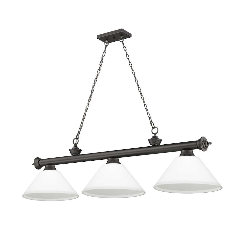 Z-Lite Cordon 3 Light Billiard, Steel Frame, Matte Opal Shade Color. Picture 5