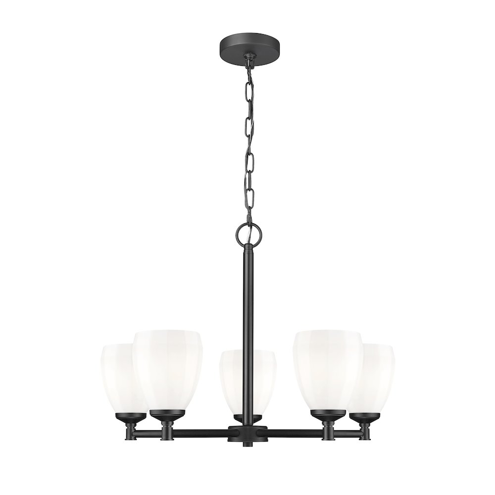Z-Lite Oren 5 Light Chandelier in Matte Black color, Steel frame. Picture 1