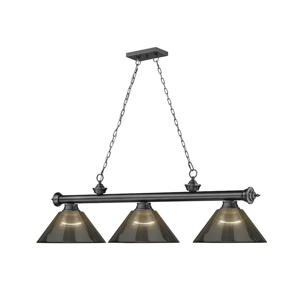 Z-Lite Cordon 3 Light Billiard, Steel Frame, Smoke Shade Color. Picture 3