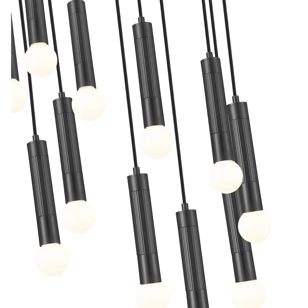 Z-Lite Stari 11 Light Chandelier in Matte Black color, Steel frame. Picture 4