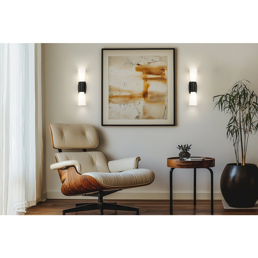 Z-Lite 2 Light Wall Sconce, Matte Black. Picture 6