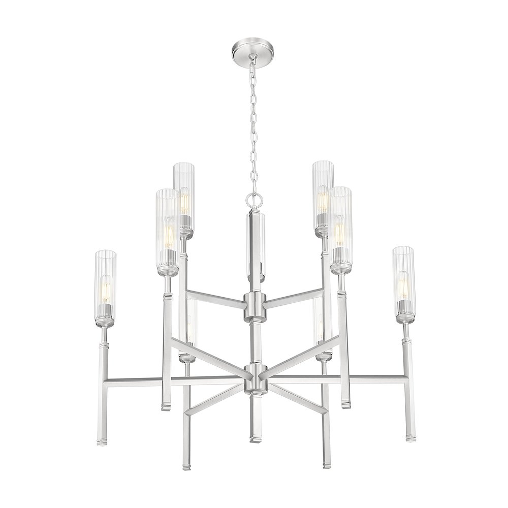 Z-Lite 9 Light Chandelier, Brushed Nickel. Picture 2