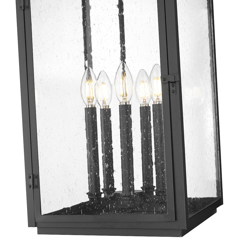 Z-Lite Hartwell 5 Light Outdoor Chain Mount Ceiling Fixture in Sand Black color. Picture 4