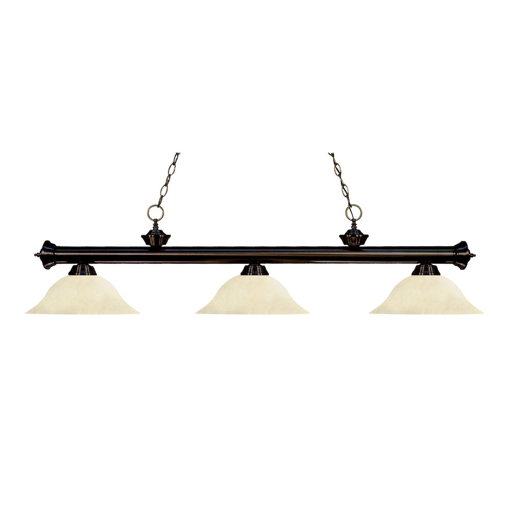 Z-Lite Riviera 3 Light Billiard, Steel Frame, Golden Mottle Shade Color. Picture 1