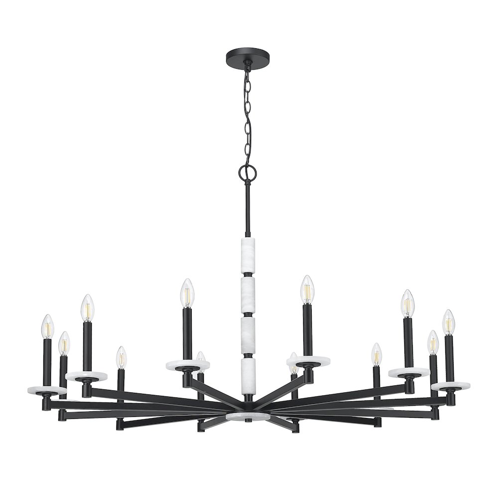 Z-Lite Kaden 12 Light Chandelier in Matte Black color, Steel frame. Picture 5