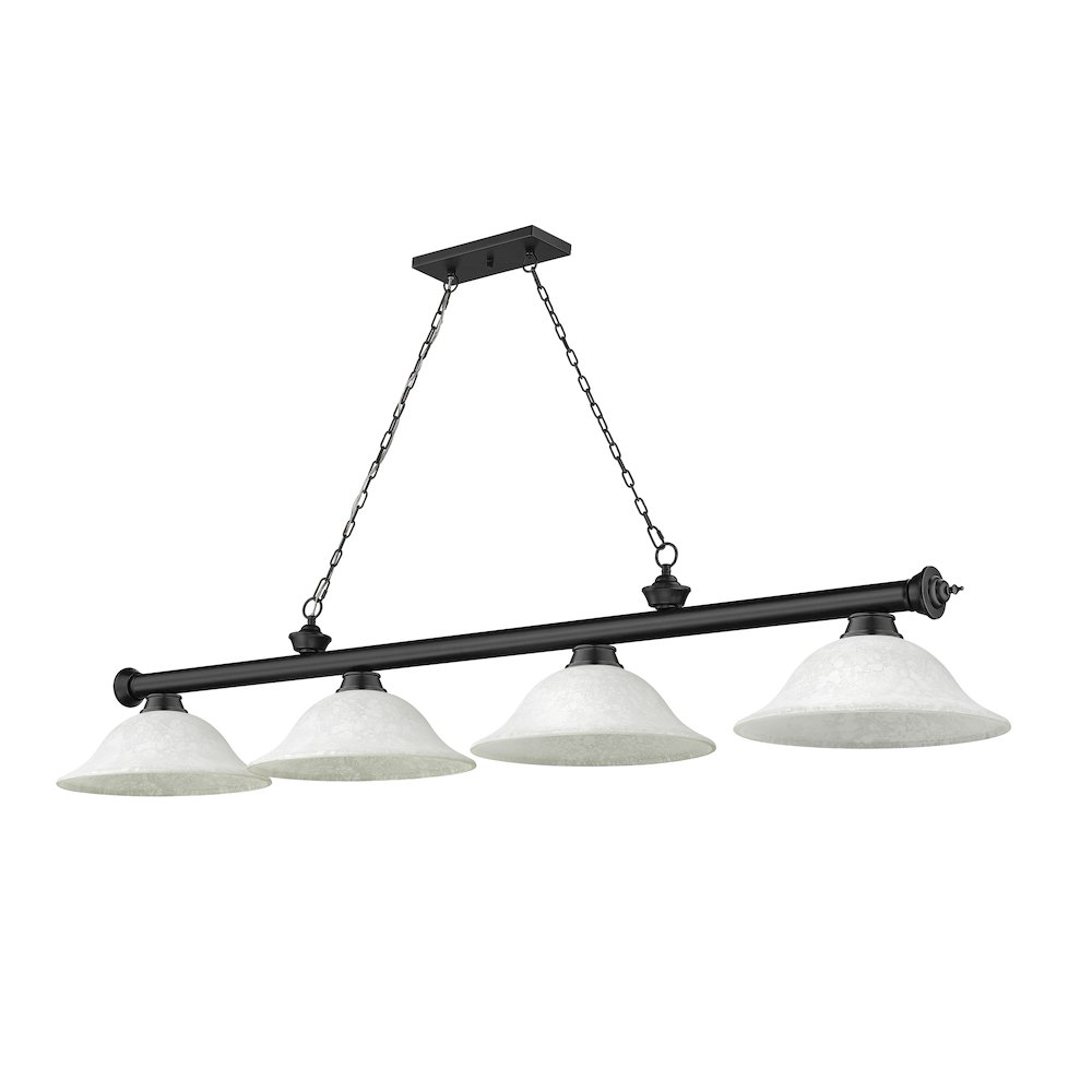 Z-Lite Cordon 4 Light Billiard, Steel Frame, White Mottle Shade Color. Picture 5