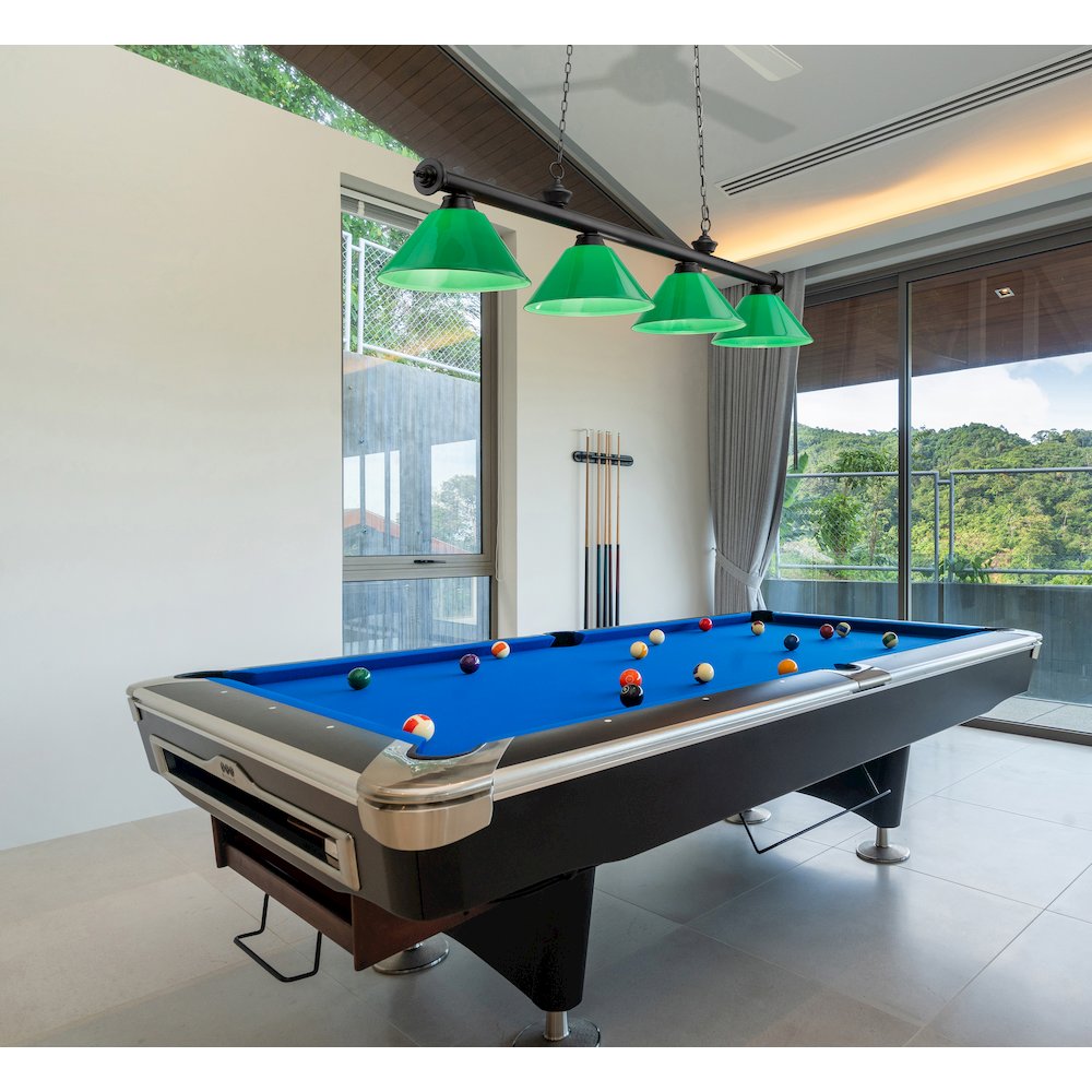 Z-Lite Cordon 4 Light Billiard, Steel Frame, Green Shade Color. Picture 6