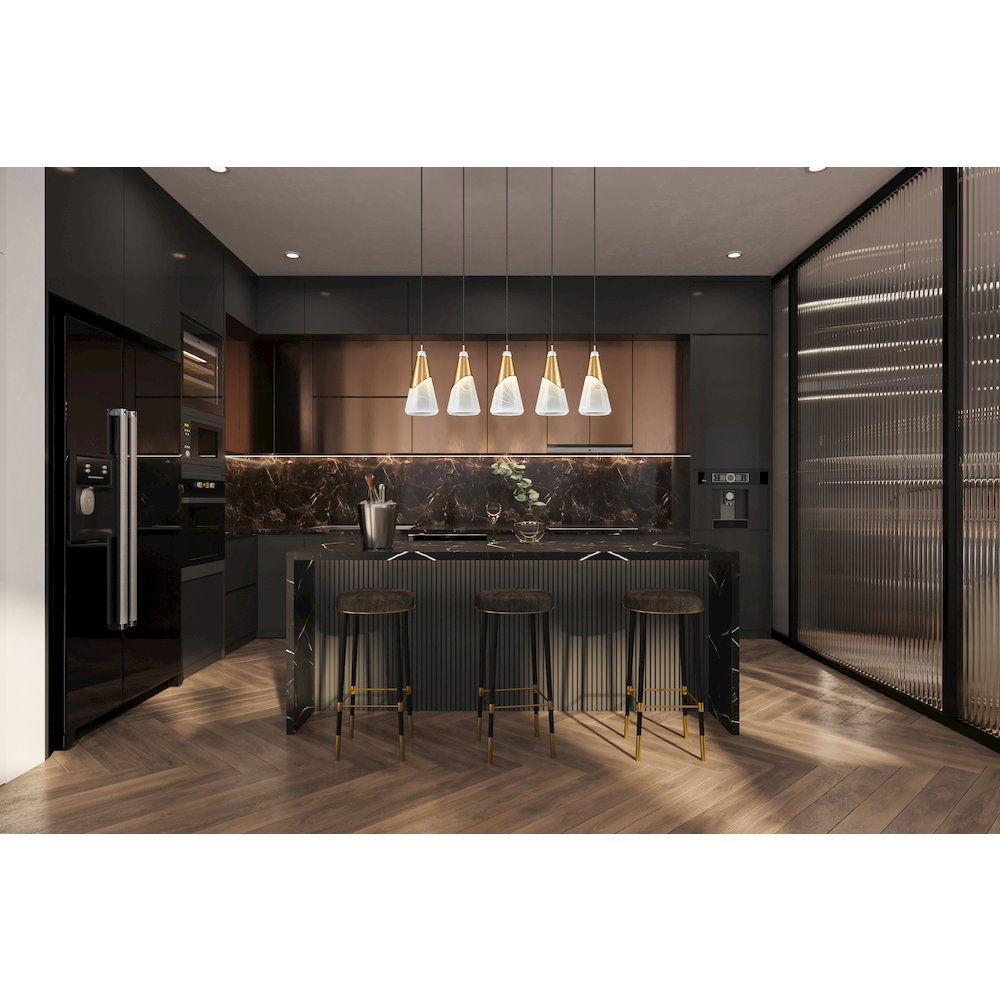Z-Lite Aimie 5 Light Linear Chandelier, Modern Gold. Picture 7