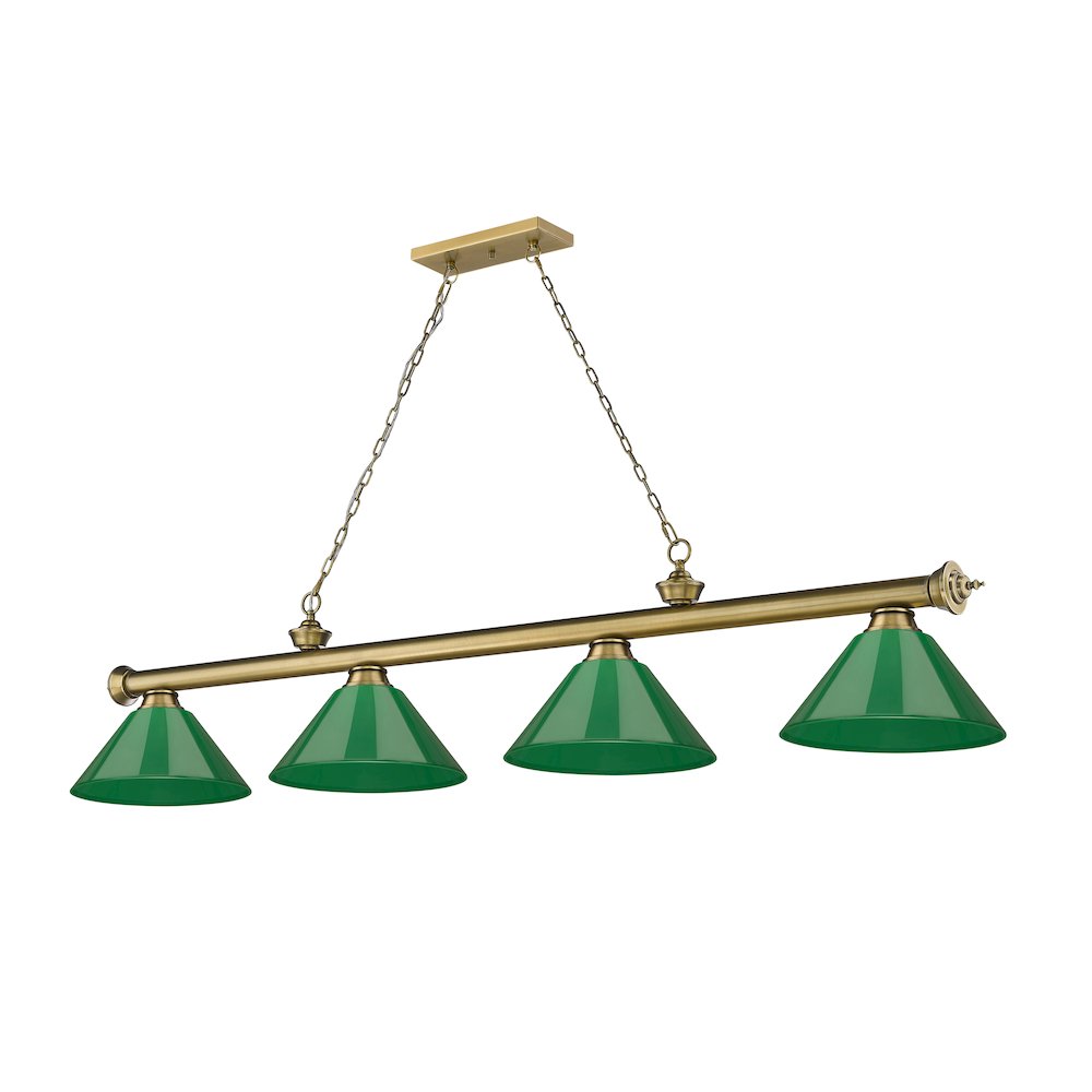 Z-Lite Cordon 4 Light Billiard, Steel Frame, Green Shade Color. Picture 5