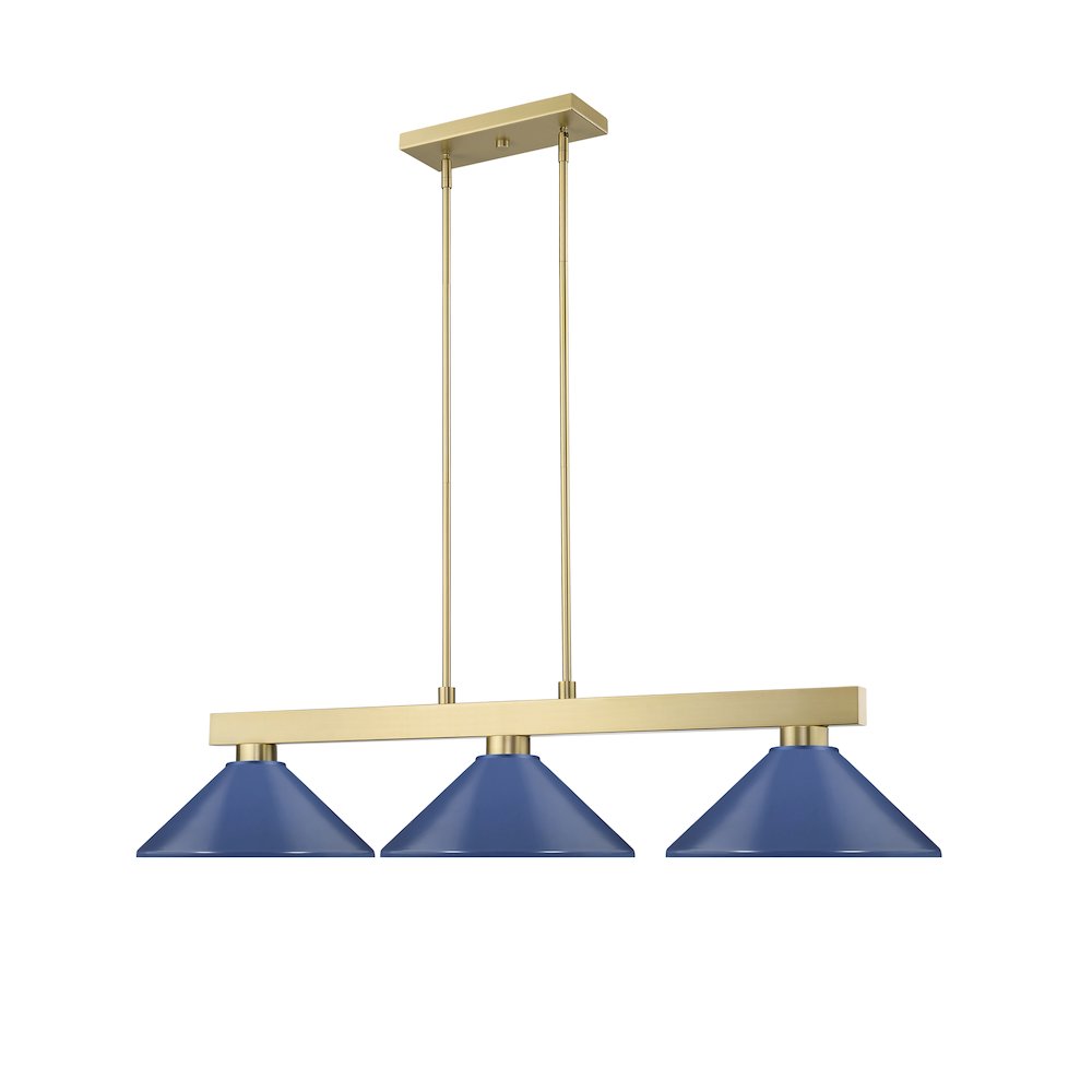 Z-Lite Cobalt 3 Light Billiard, Steel Frame, Navy Blue Shade Color. Picture 3