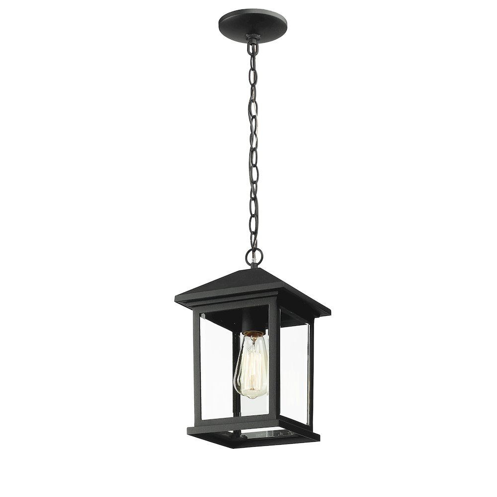 Z-Lite Portland 1 Light Outdoor Chain Mount Ceiling Fixture, Black. Picture 2