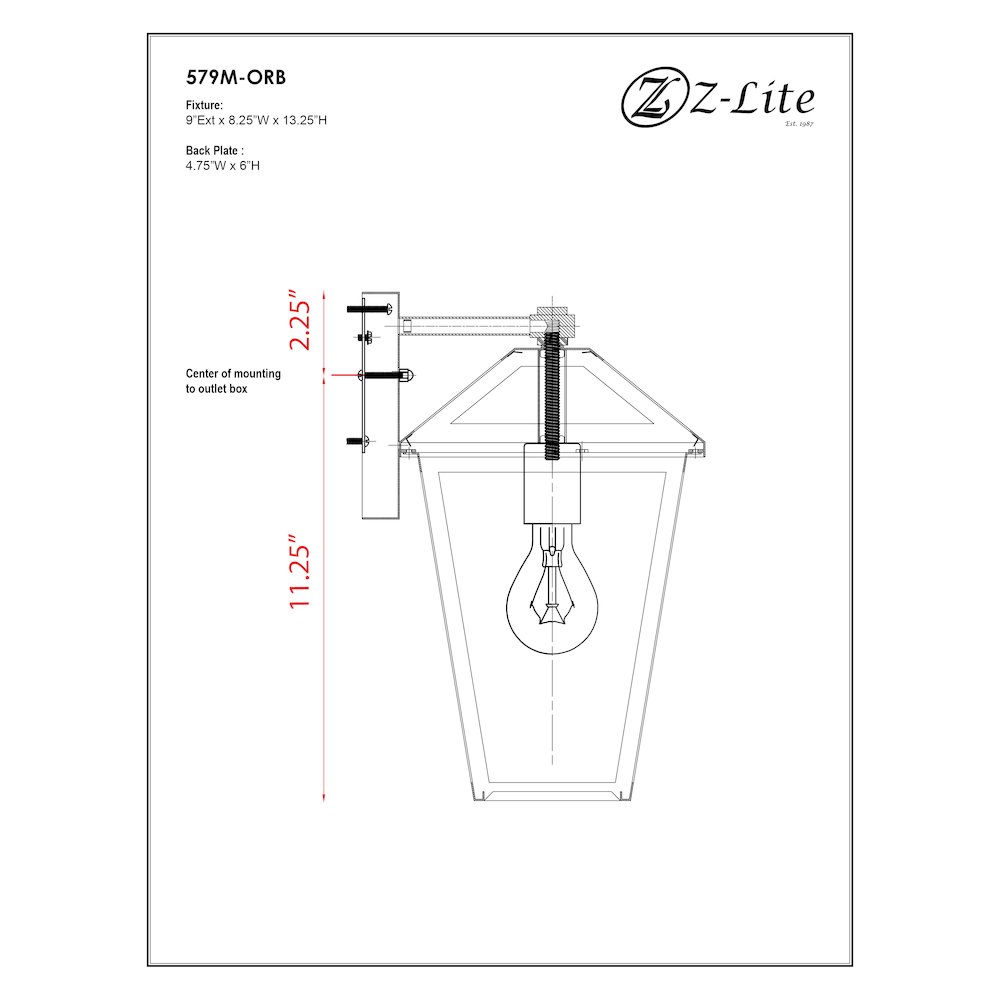 Z-Lite 1 Light Outdoor Wall Light. Picture 8