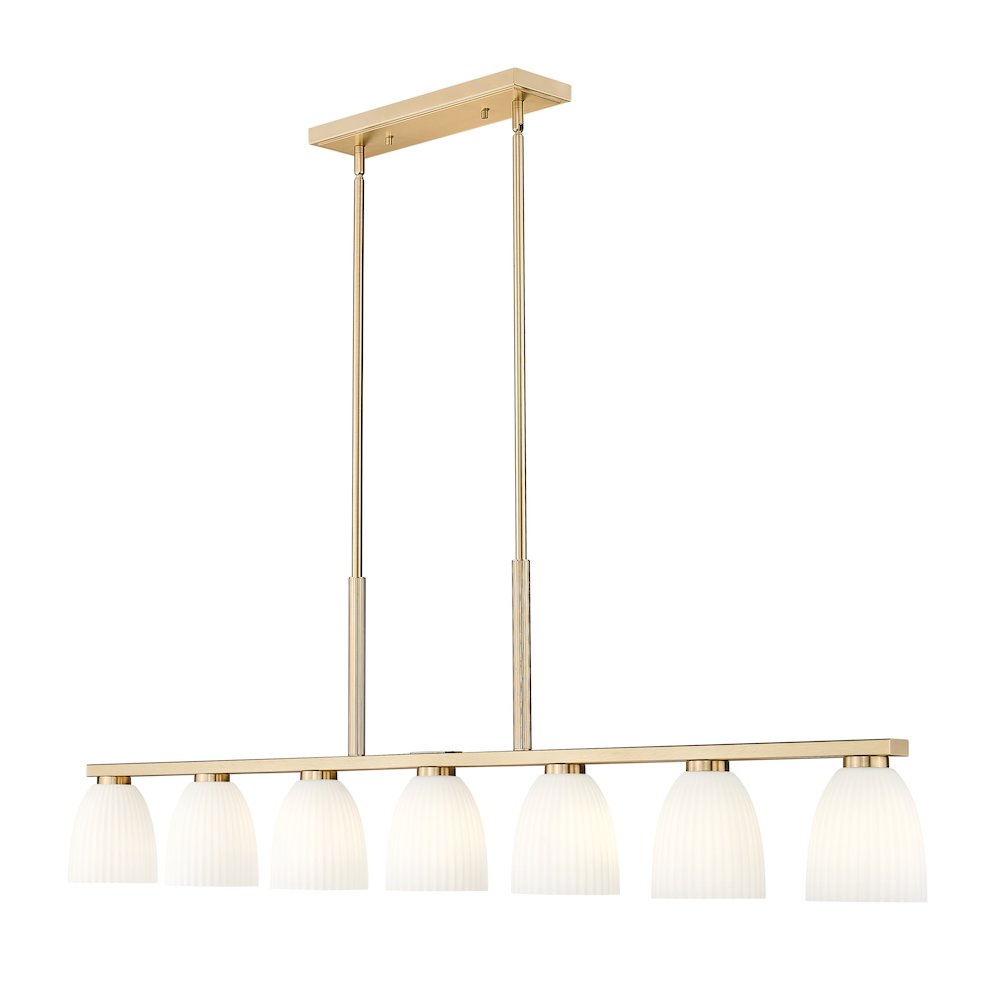 Z-Lite Naya 7 Light Linear Chandelier in Modern Gold color, Steel frame. Picture 1
