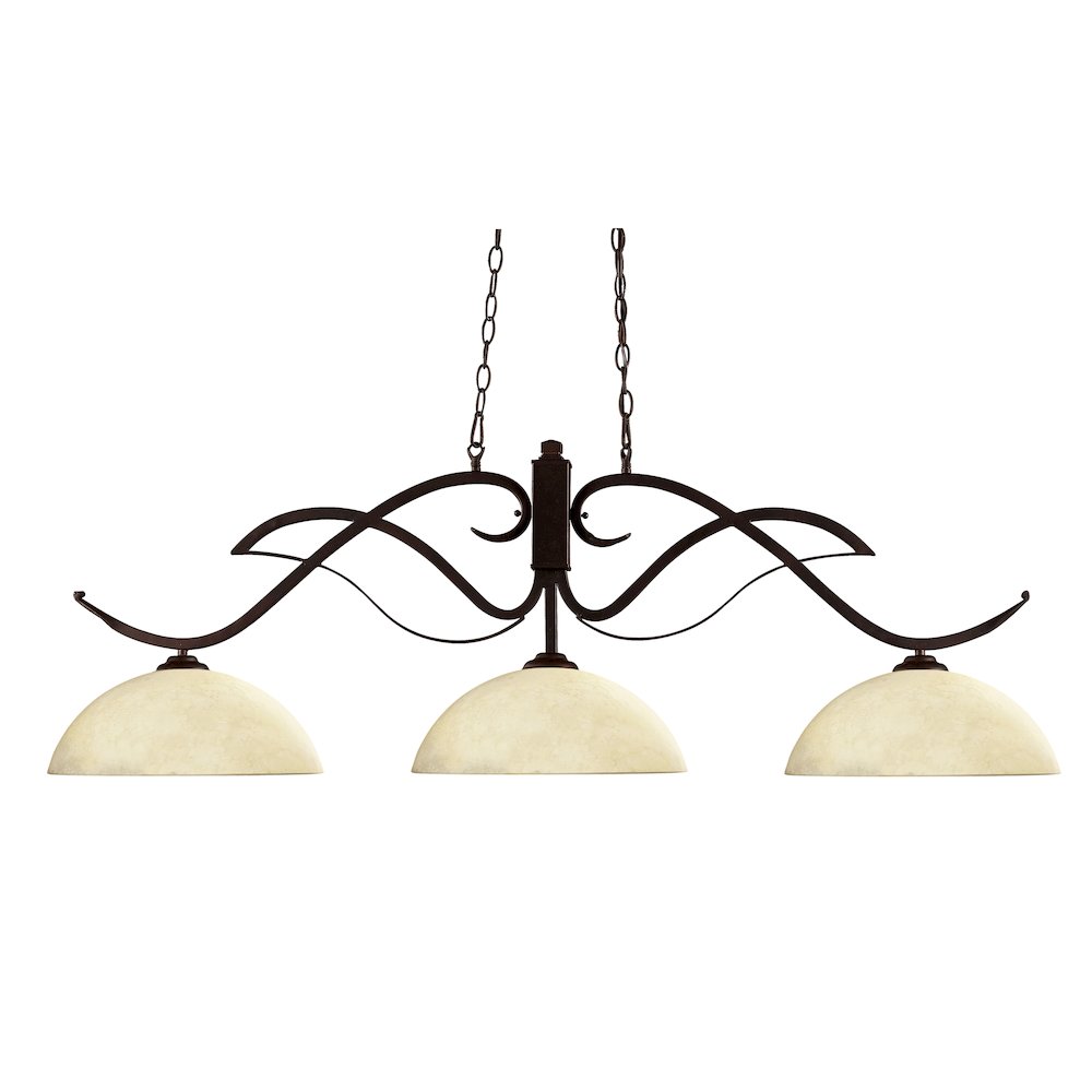 Z-Lite Phoenix 3 Light Billiard, Steel Frame, Golden Mottle Shade Color. Picture 1